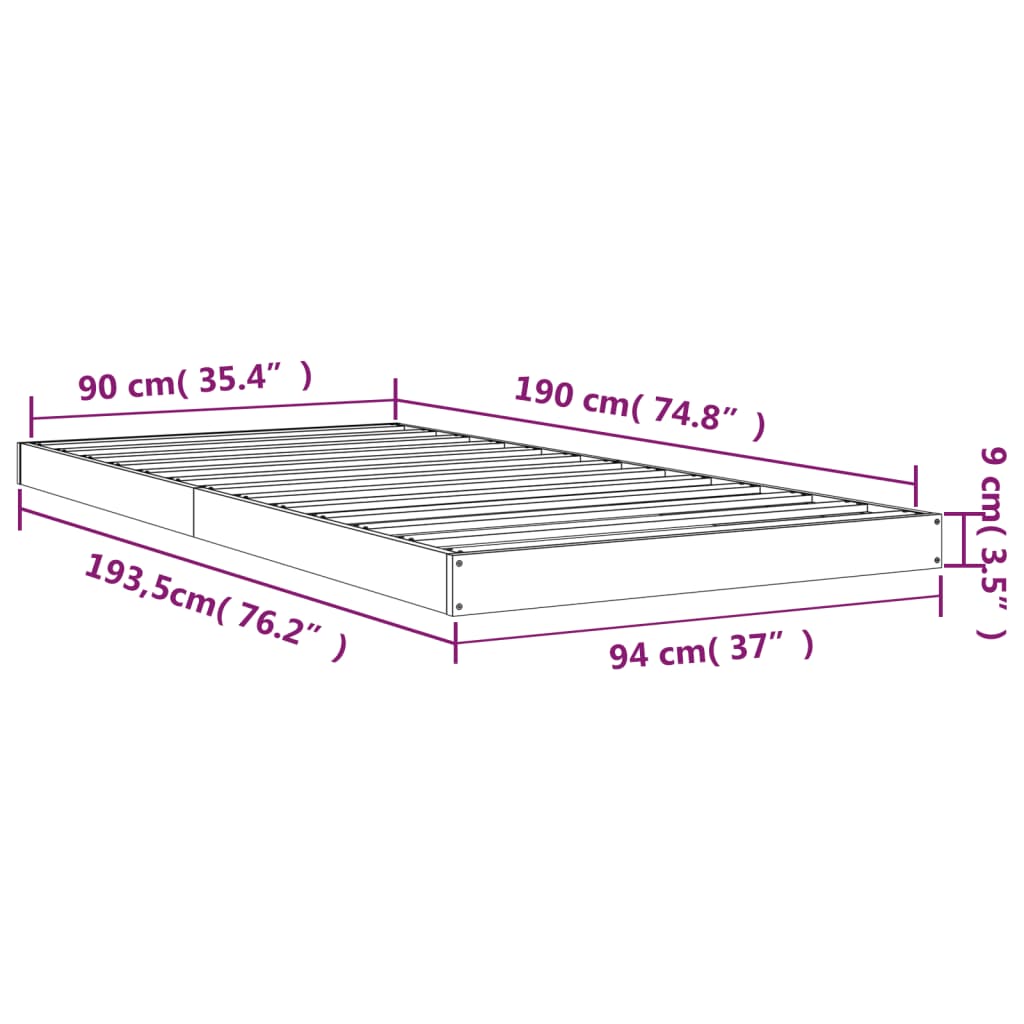 Giroletto 90x190 cm Single in Legno Massello di Pino - homemem39