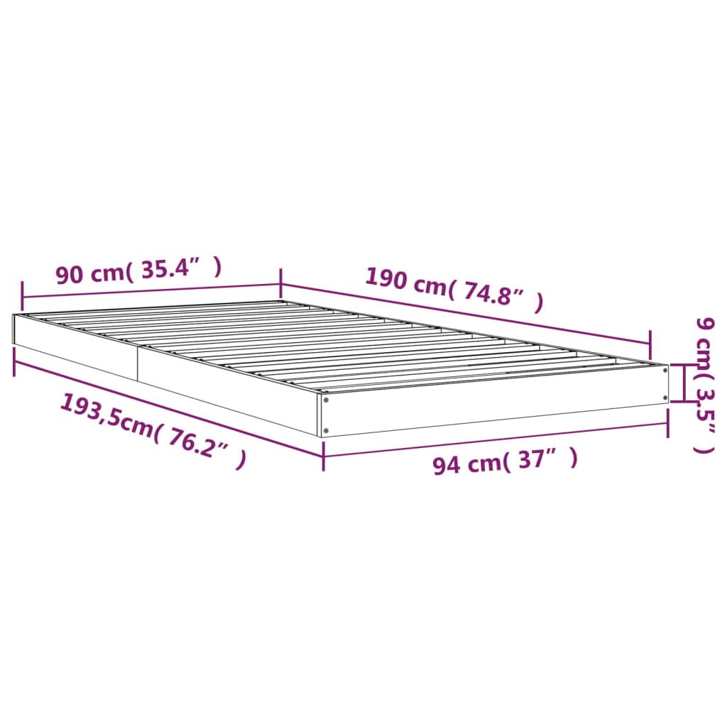 Giroletto Bianco 90x190 cm Single in Legno Massello di Pino | homemem39