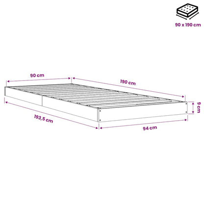 Giroletto Bianco 90x190 cm Single in Legno Massello di Pino