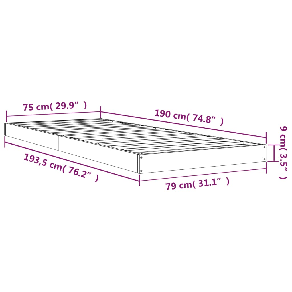 Giroletto 75x190 cm Small Single in Legno Massello di Pino | homemem39