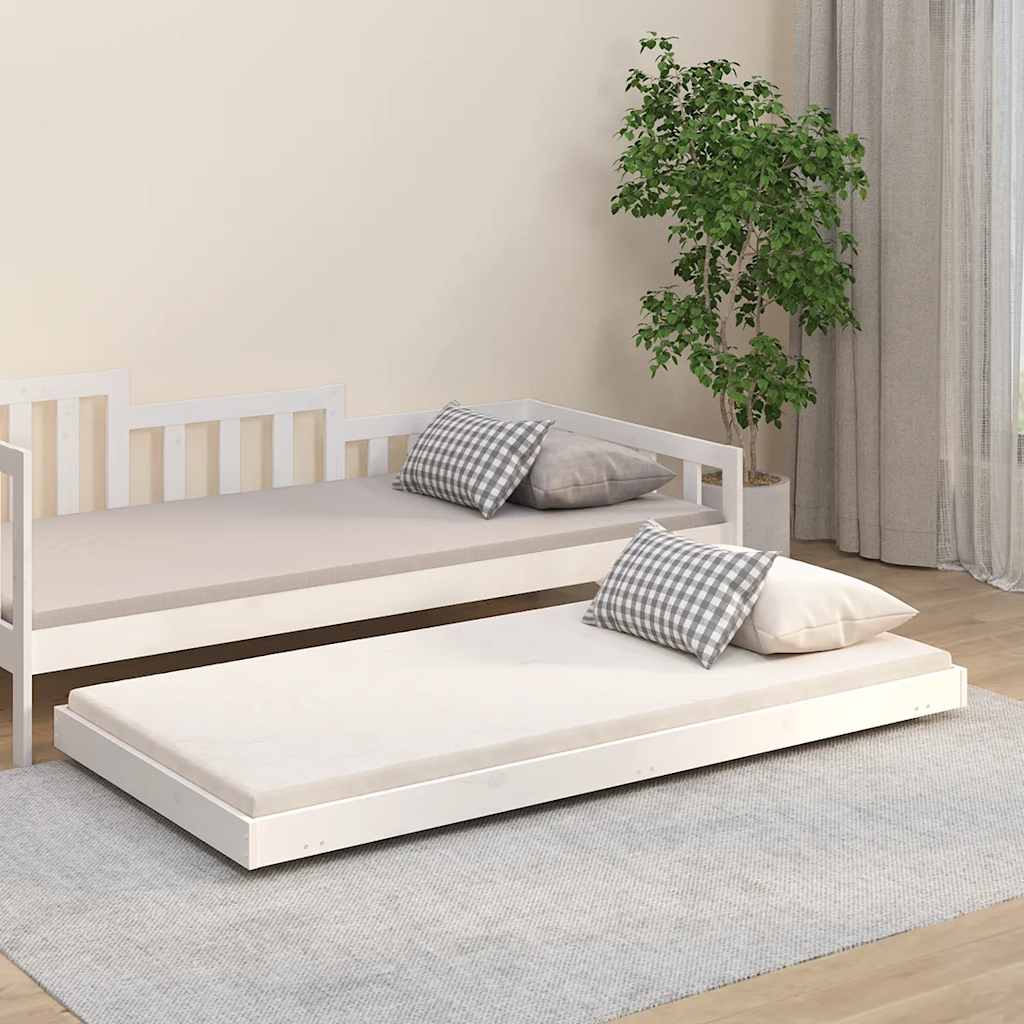 Letto senza Materasso Bianco 90x190 cm in Legno Massello Pino