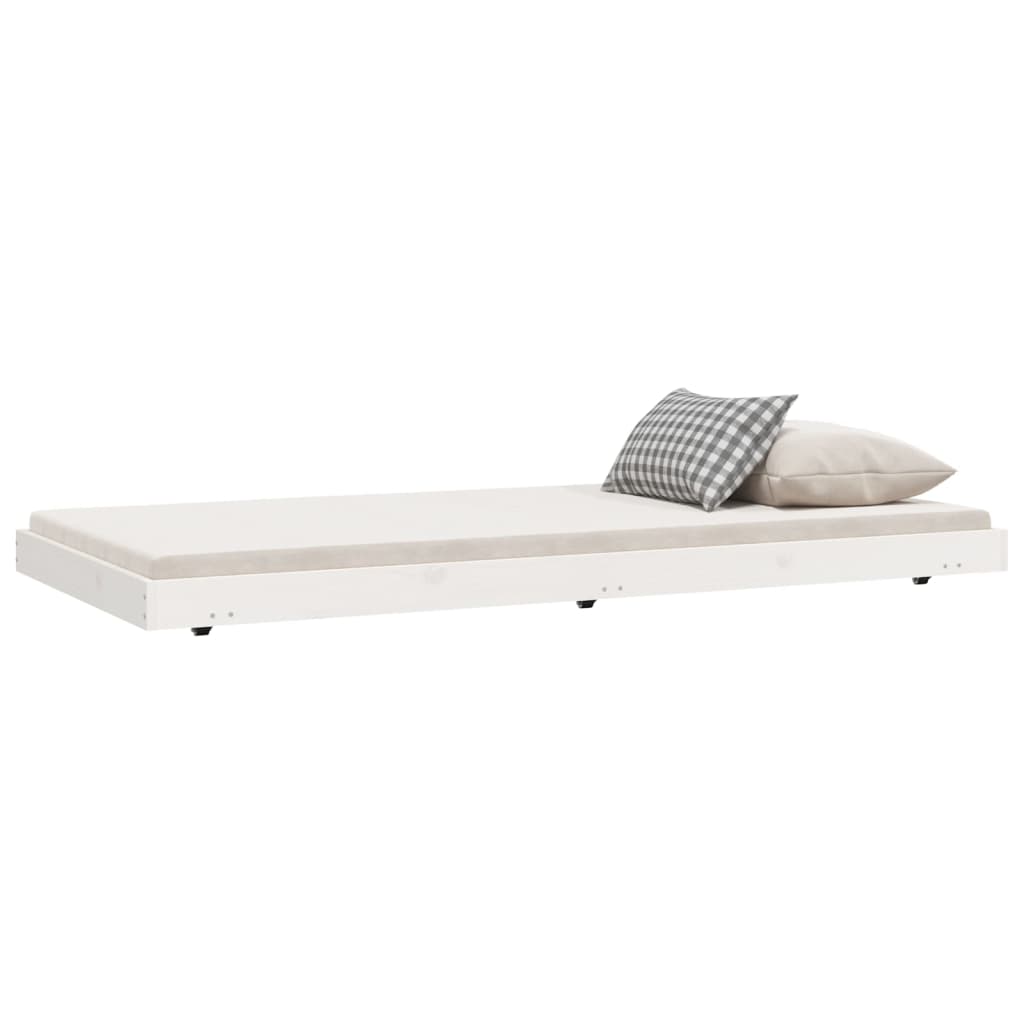 Giroletto senza Materasso Bianco 75x190 Legno Massello di Pino - homemem39