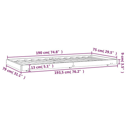Giroletto senza Materasso Bianco 75x190 Legno Massello di Pino - homemem39