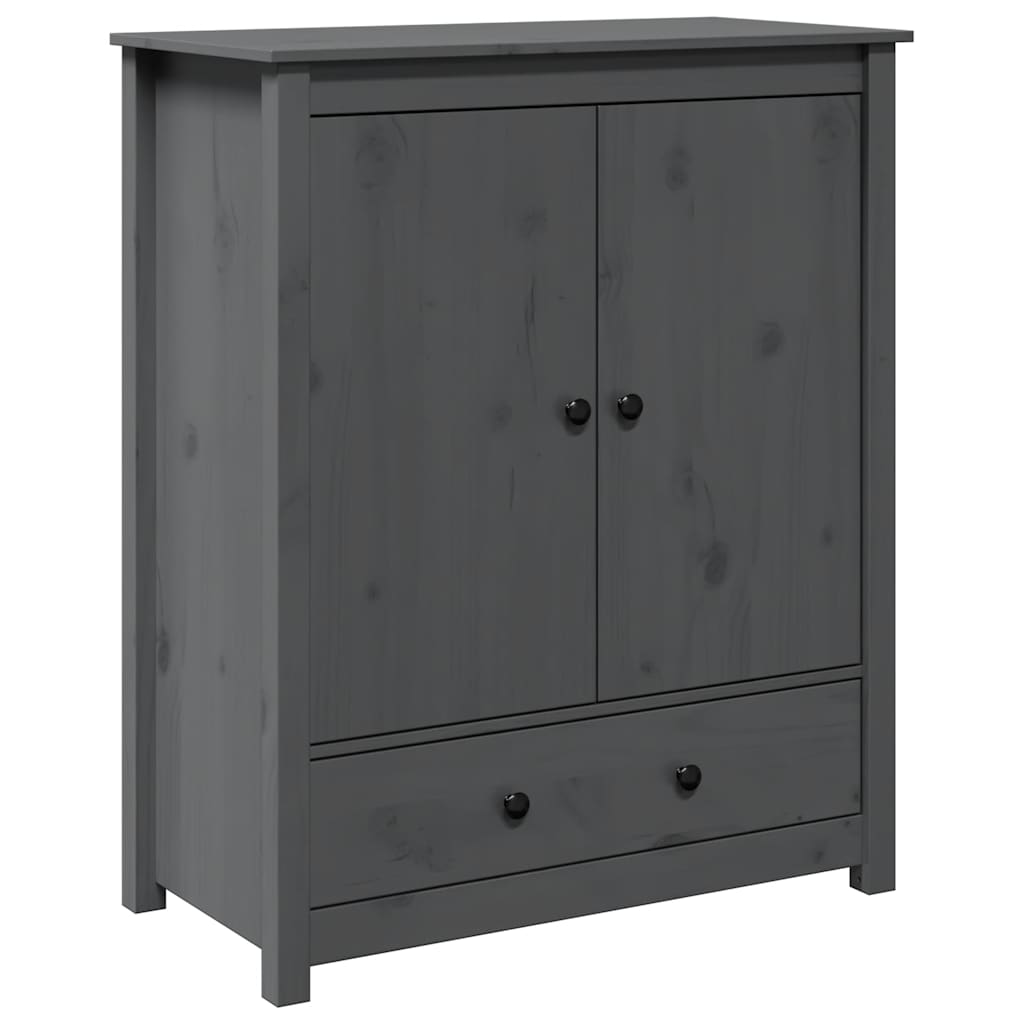 Credenza Grigia 83x41,5x100 cm in Legno Massello di Pino | homemem39