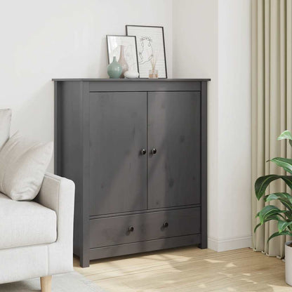 Credenza Grigia 83x41,5x100 cm in Legno Massello di Pino | homemem39