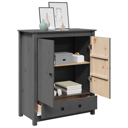 Credenza Grigia 83x41,5x100 cm in Legno Massello di Pino