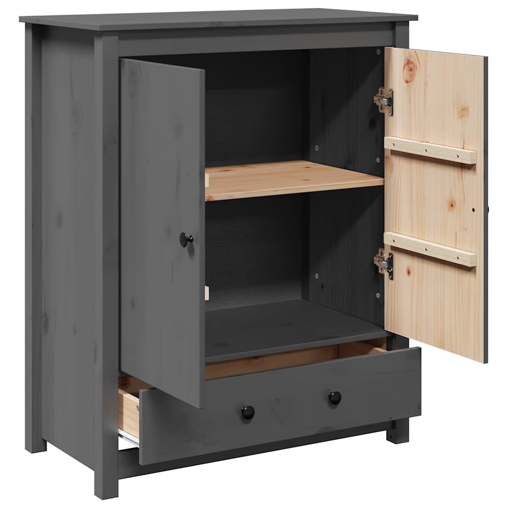 Credenza Grigia 83x41,5x100 cm in Legno Massello di Pino | homemem39