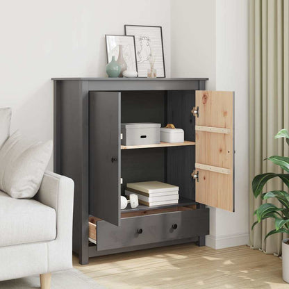 Credenza Grigia 83x41,5x100 cm in Legno Massello di Pino