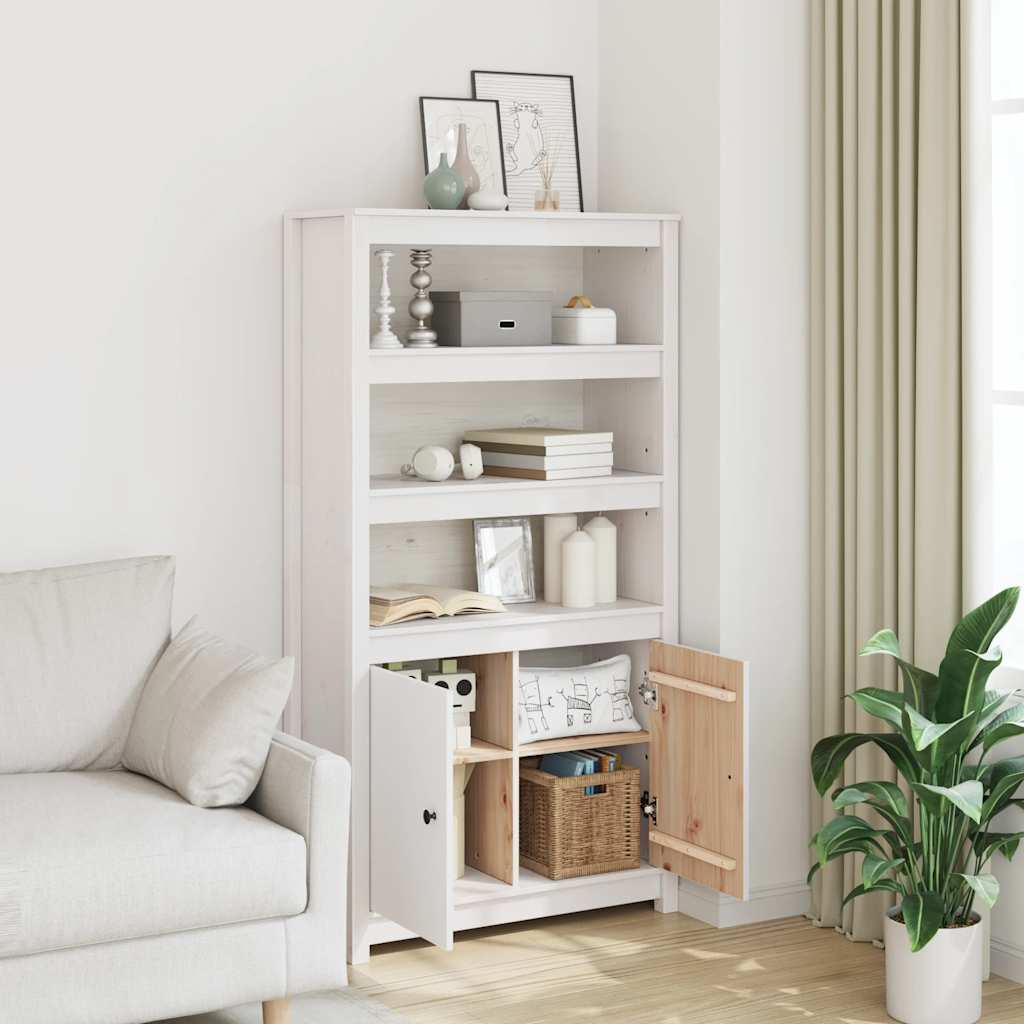 Credenza Bianca 80x35x154 cm in Legno Massello di Pino | homemem39