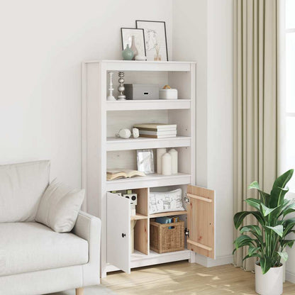 Credenza Bianca 80x35x154 cm in Legno Massello di Pino | homemem39