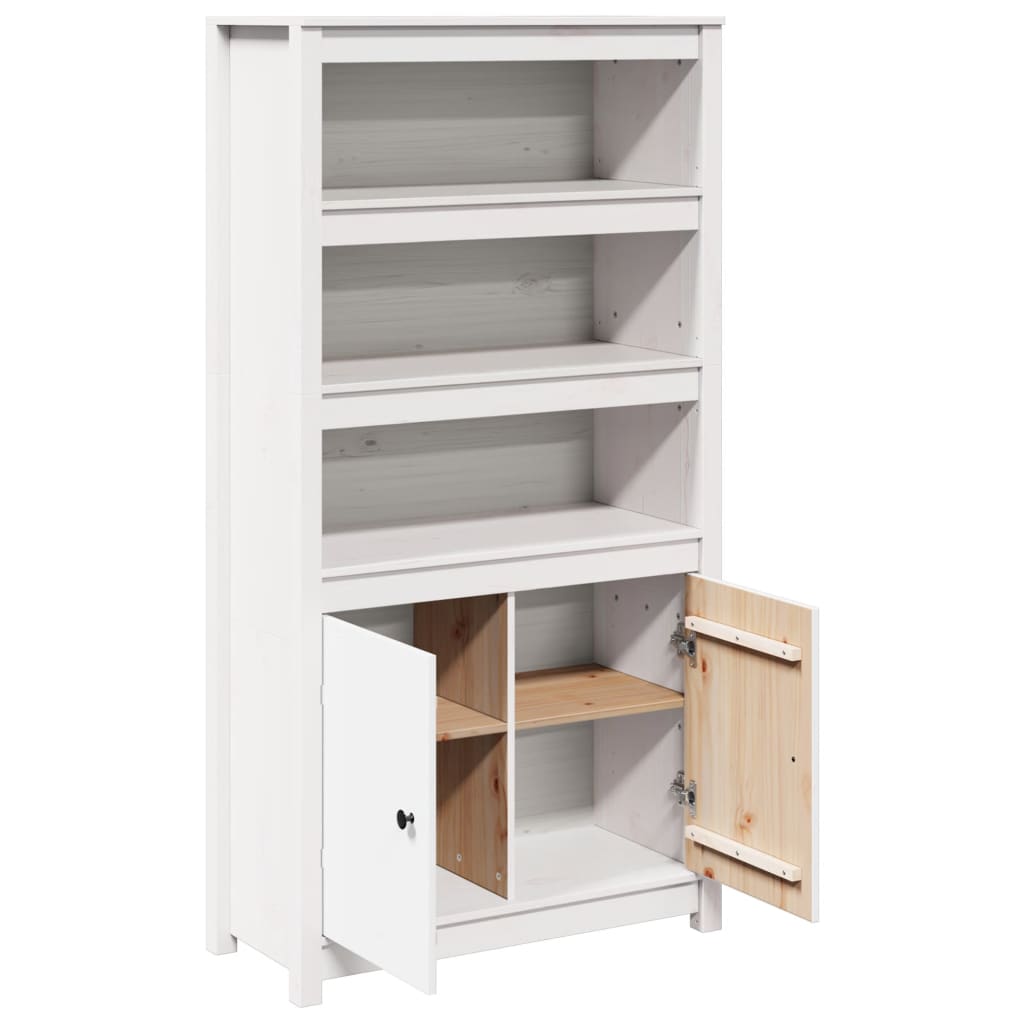 Credenza Bianca 80x35x154 cm in Legno Massello di Pino - homemem39