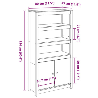 Credenza Bianca 80x35x154 cm in Legno Massello di Pino - homemem39
