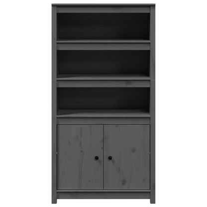 Credenza Grigio 80x35x154 cm in Legno Massello di Pino - homemem39