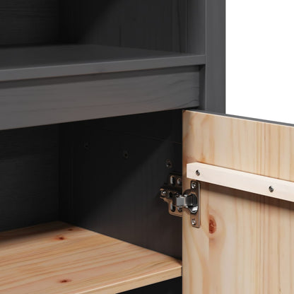 Credenza Grigio 80x35x154 cm in Legno Massello di Pino - homemem39