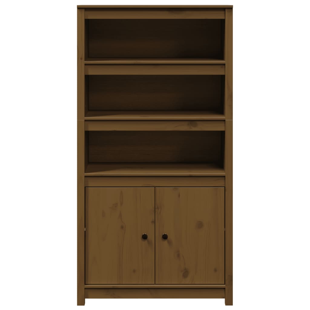 Credenza Marrone Ambra 80x35x154 cm in Legno Massello di Pino - homemem39