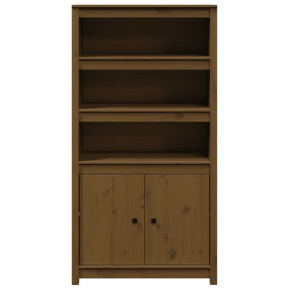 Credenza Marrone Ambra 80x35x154 cm in Legno Massello di Pino - homemem39