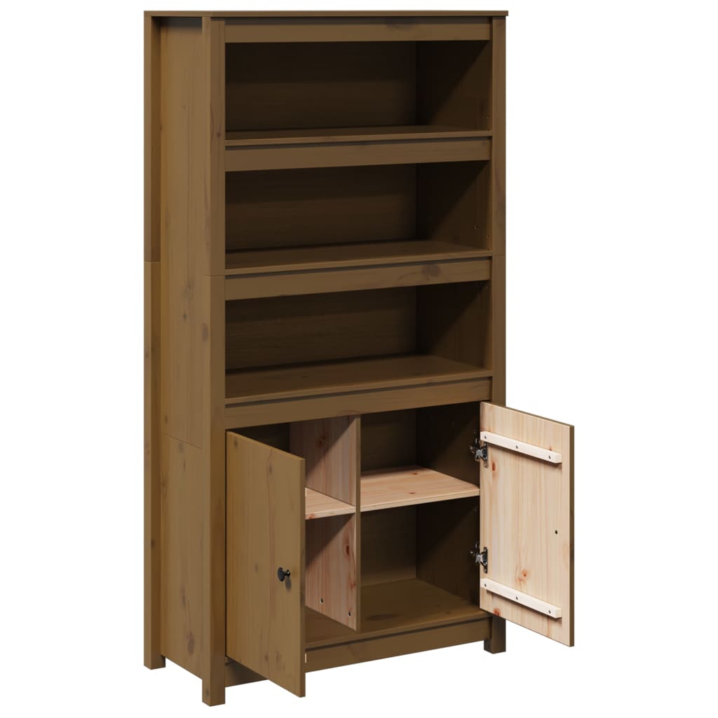 Credenza Marrone Ambra 80x35x154 cm in Legno Massello di Pino - homemem39