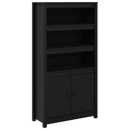 Credenza Nera 80x35x154 cm in Legno Massello di Pino