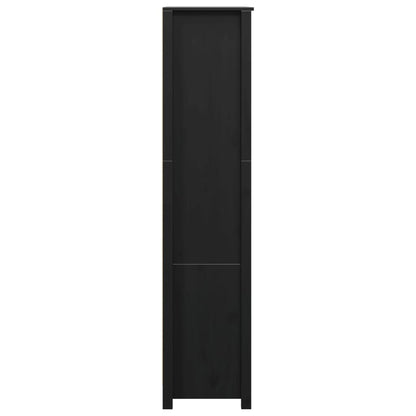 Credenza Nera 80x35x154 cm in Legno Massello di Pino - homemem39