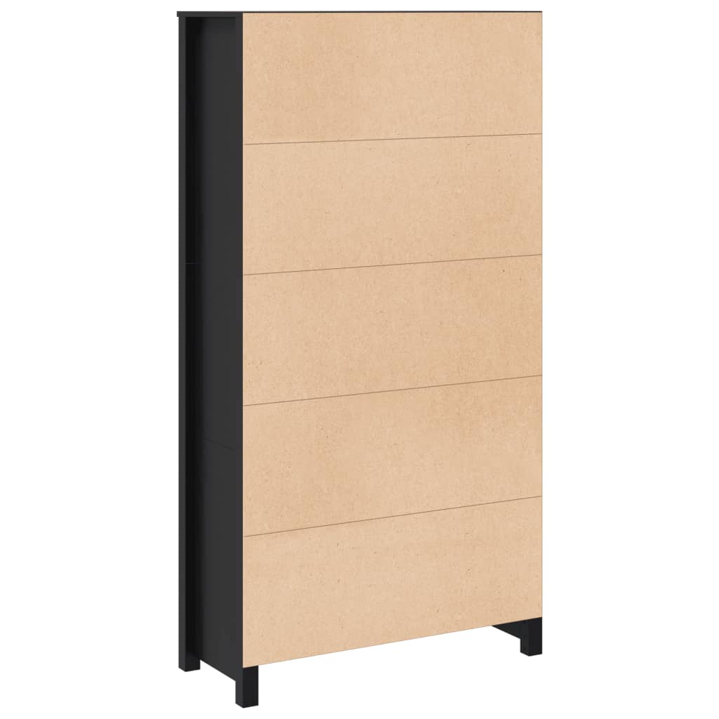 Credenza Nera 80x35x154 cm in Legno Massello di Pino | homemem39