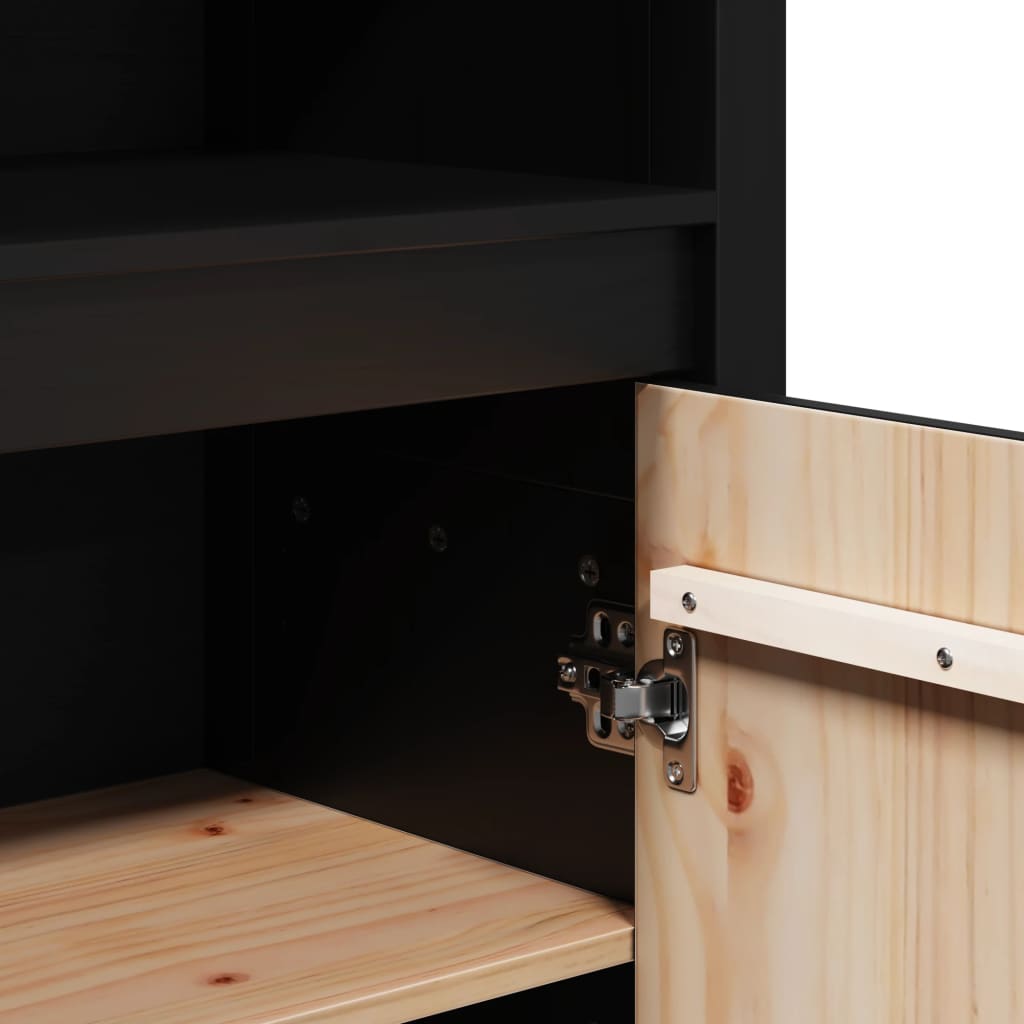 Credenza Nera 80x35x154 cm in Legno Massello di Pino | homemem39