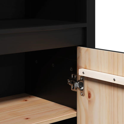Credenza Nera 80x35x154 cm in Legno Massello di Pino | homemem39