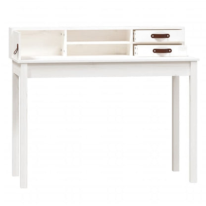 Scrivania Bianca 110x50x93 cm in Legno Massello di Pino | homemem39