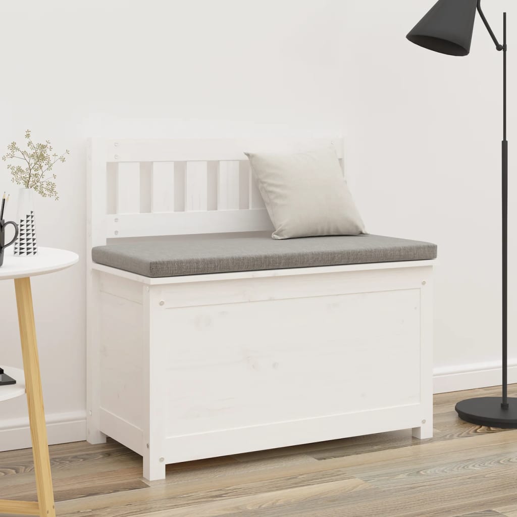 Panca Bianca 80x41x77 cm in Legno Massello di Pino - homemem39