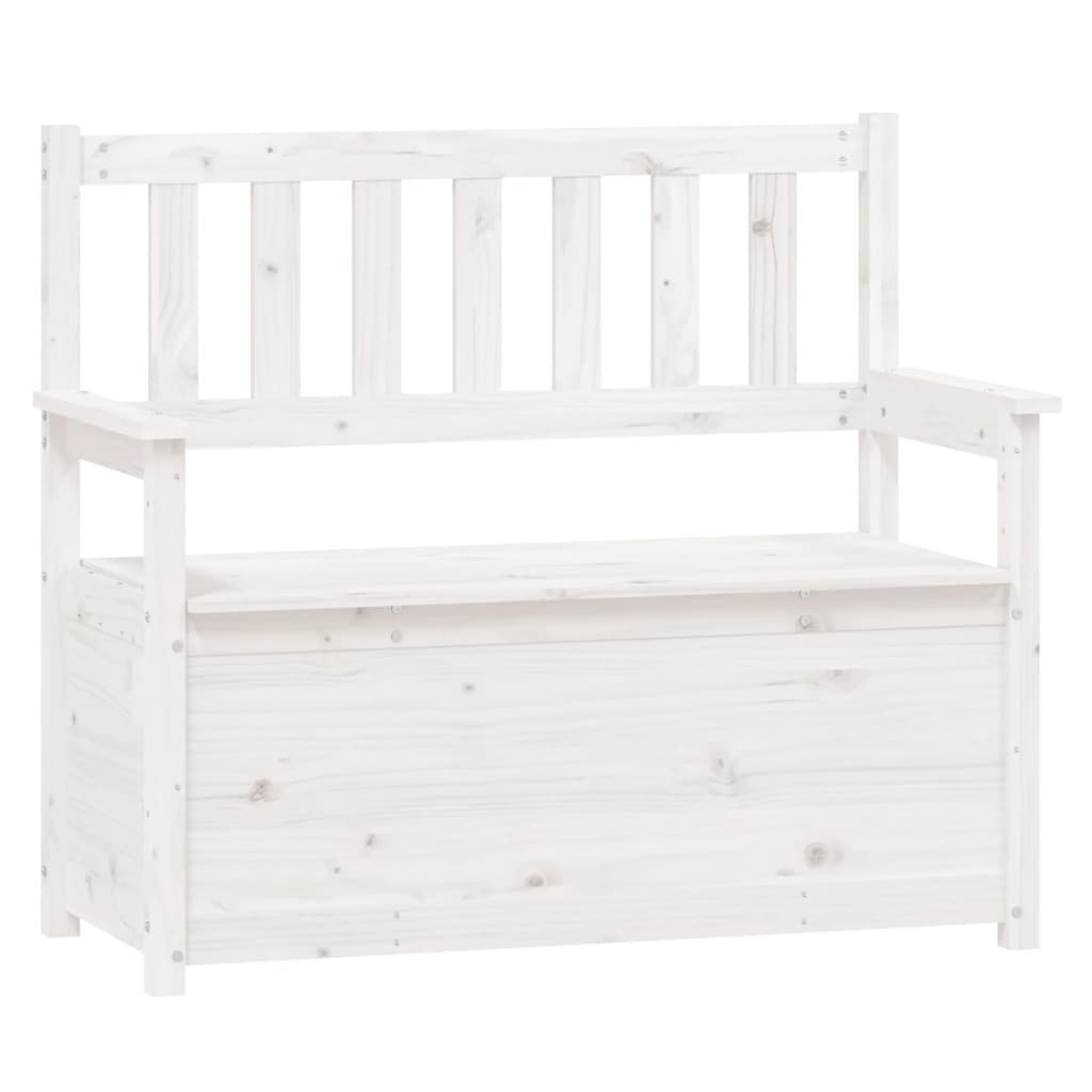 Panca Bianca 112,5x51,5x96,5 cm in Legno Massello di Pino - homemem39