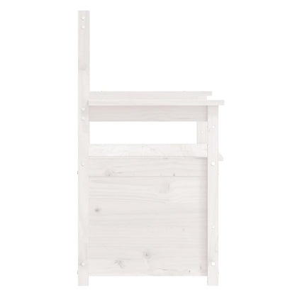 Panca Bianca 112,5x51,5x96,5 cm in Legno Massello di Pino - homemem39