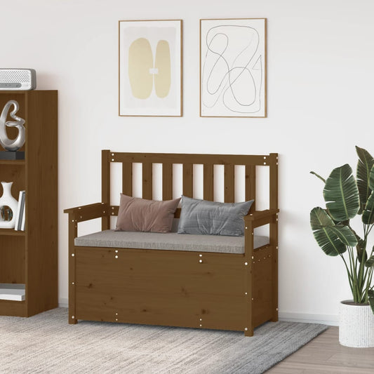 Panca Marrone Ambra 112,5x51,5x96,5cm in Legno Massello di Pino - homemem39