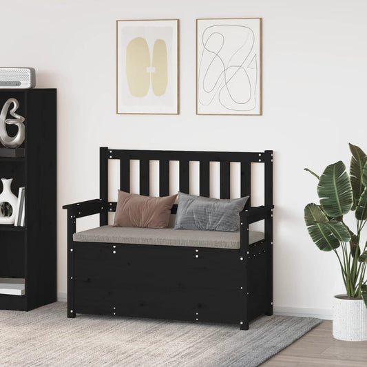 Panca Nera 112,5x51,5x96,5 cm in Legno Massello di Pino - homemem39