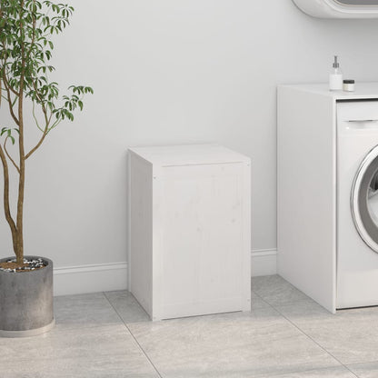 Contenitore per Bucato Bianco 44x44x66 cm Legno Massello Pino | homemem39
