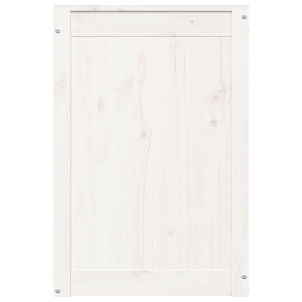 Contenitore per Bucato Bianco 44x44x66 cm Legno Massello Pino | homemem39
