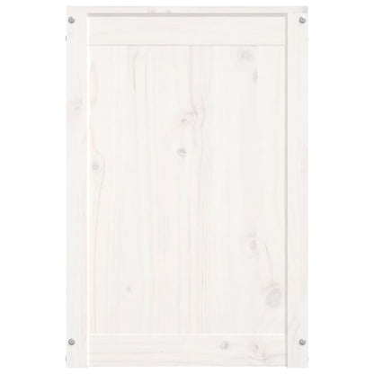 Contenitore per Bucato Bianco 44x44x66 cm Legno Massello Pino | homemem39