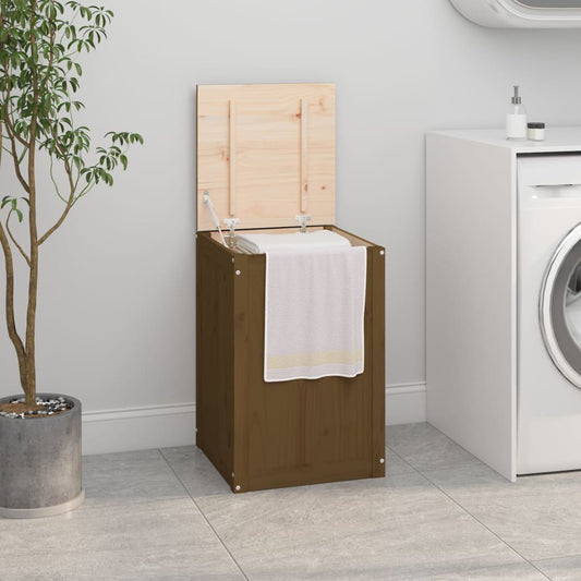 Contenitore per Bucato Ambra 44x44x66 cm Legno Massello Pino - homemem39
