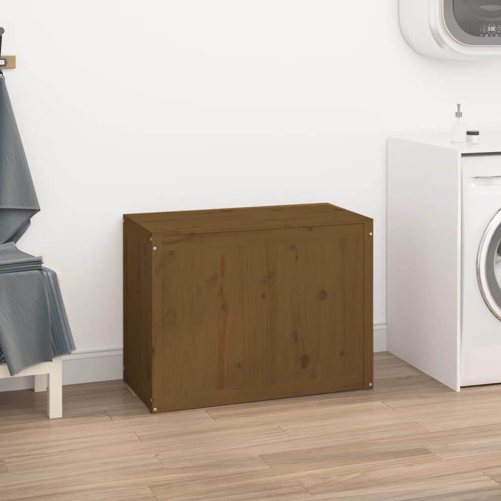 Contenitore per Bucato Ambra 88,5x44x66 cm Legno Massello Pino - homemem39