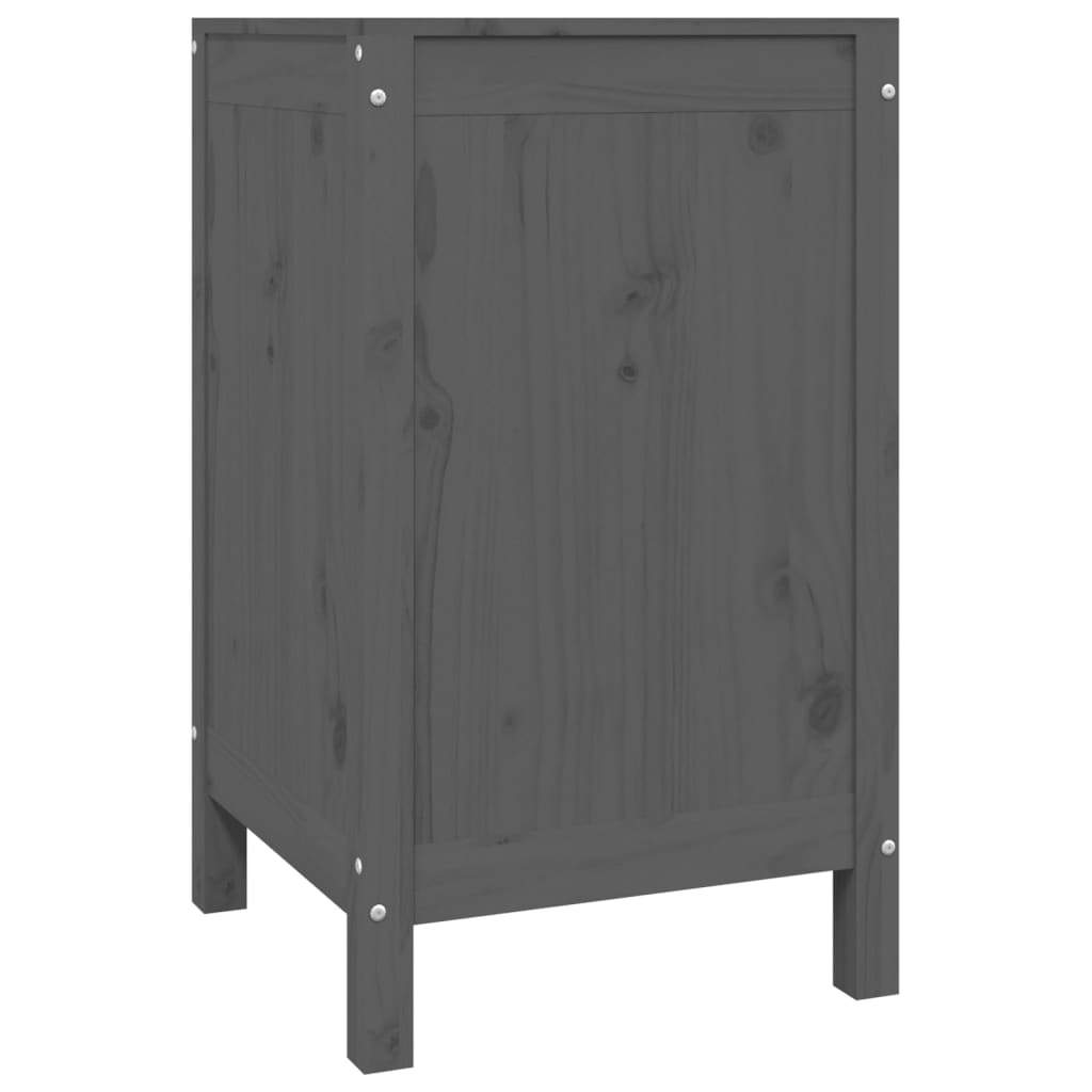 Contenitore per Bucato Grigio 44x44x76 cm Legno Massello Pino - homemem39