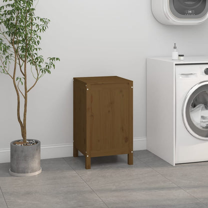 Contenitore per Bucato Ambra 44x44x76 cm Legno Massello Pino - homemem39