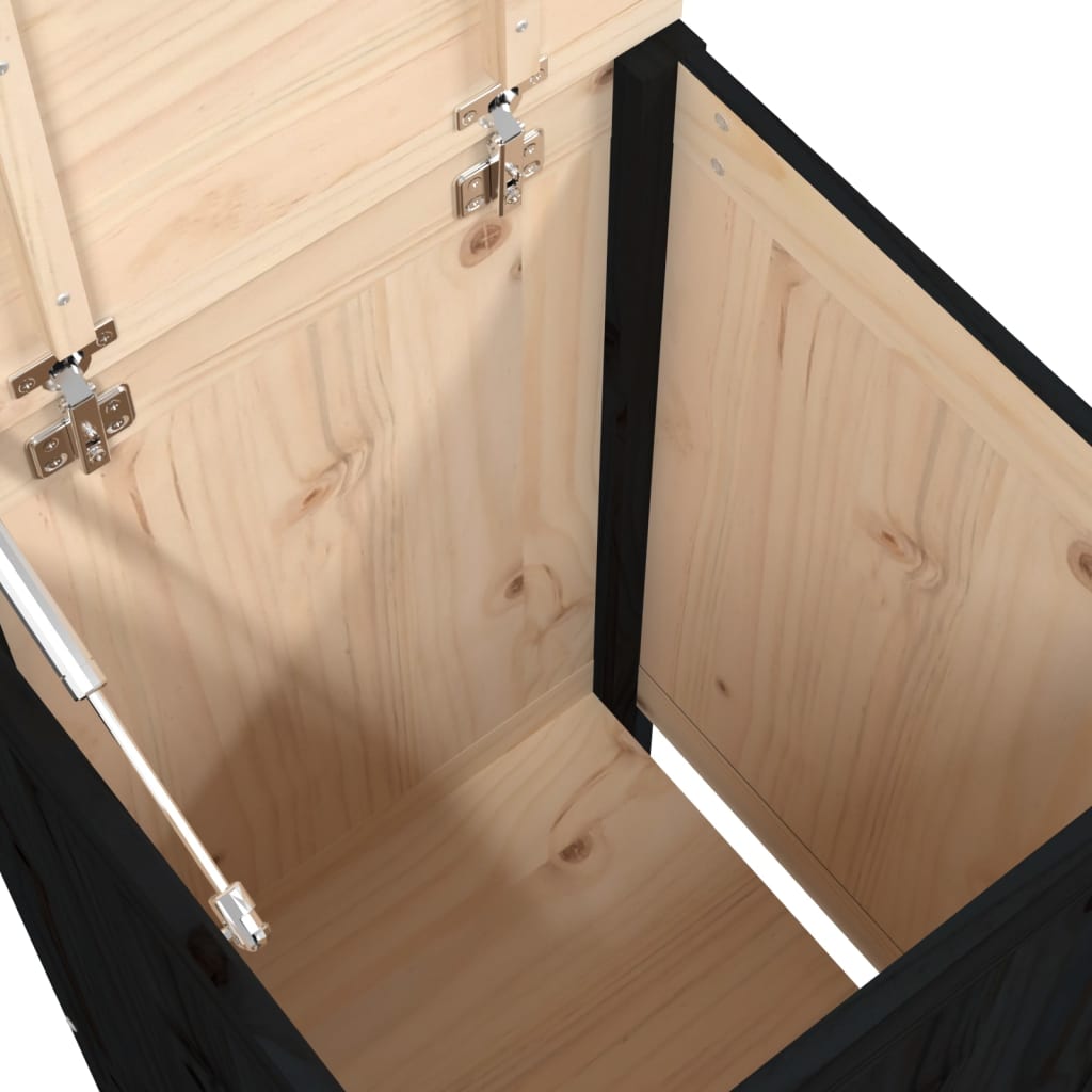 Contenitore per Bucato Nero 44x44x76 cm Legno Massello Pino - homemem39