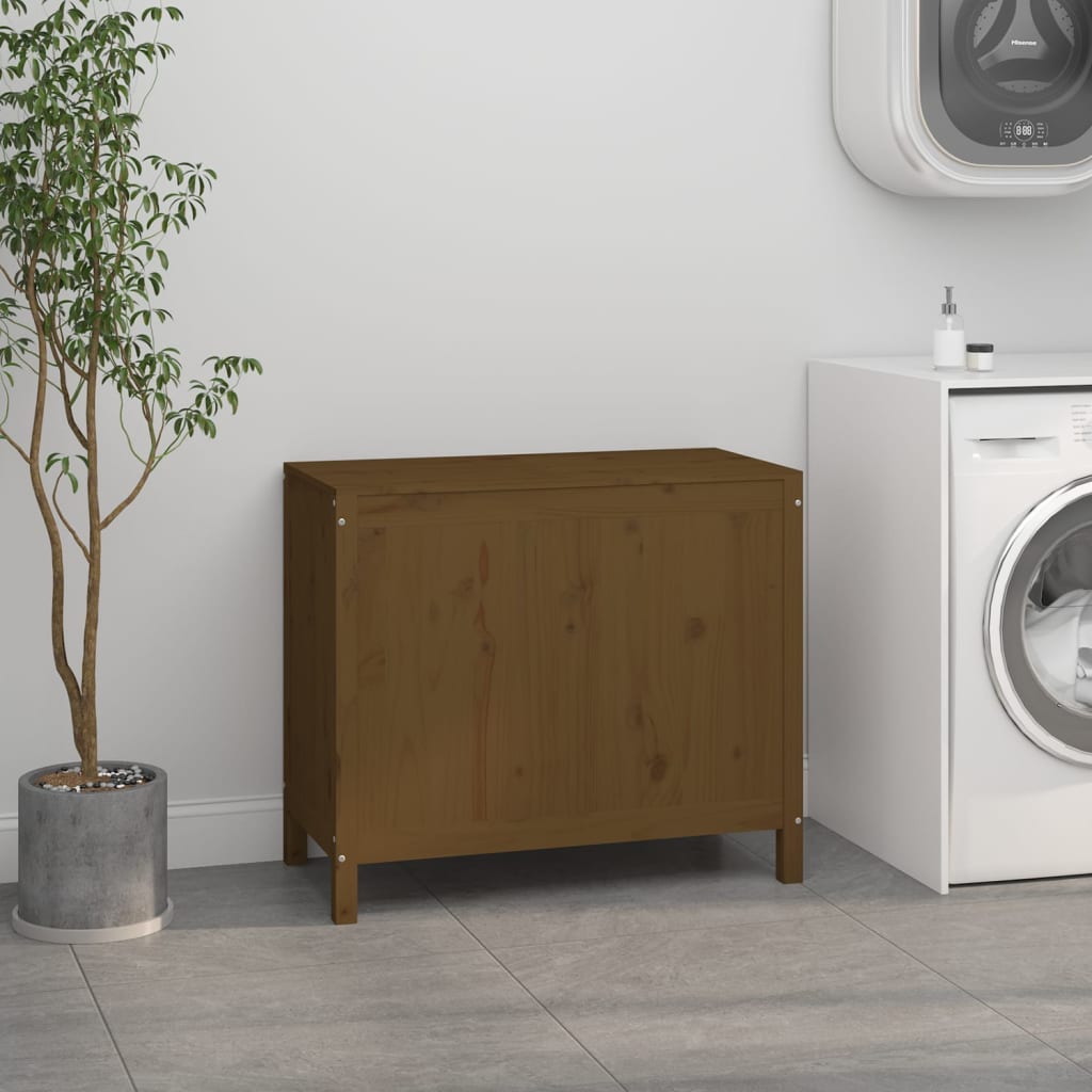 Contenitore per Bucato Ambra 88,5x44x76 cm Legno Massello Pino - homemem39