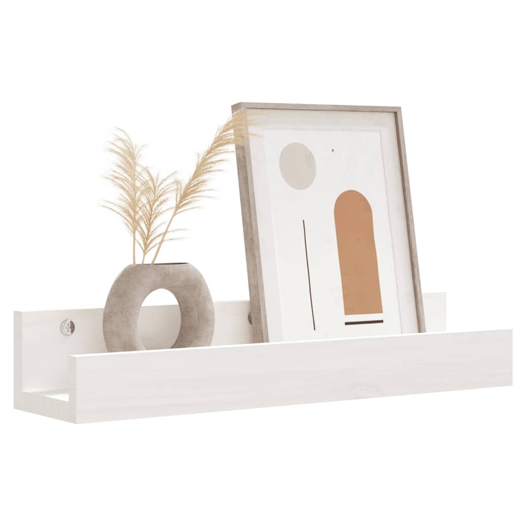 Mensole da Parete 2 pz Bianco 50x12x9cm Legno Massello di Pino | homemem39