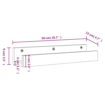 Mensole da Parete 2 pz Bianco 50x12x9cm Legno Massello di Pino | homemem39