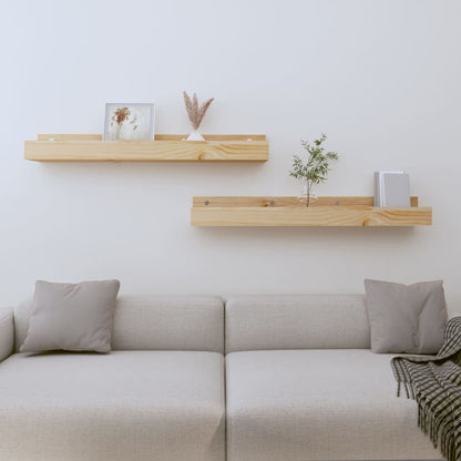 Mensole da Parete 2 pz 80x12x9cm in Legno Massello di Pino | homemem39