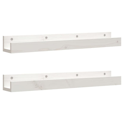 Mensole da Parete 2 pz Bianco 80x12x9cm Legno Massello di Pino | homemem39