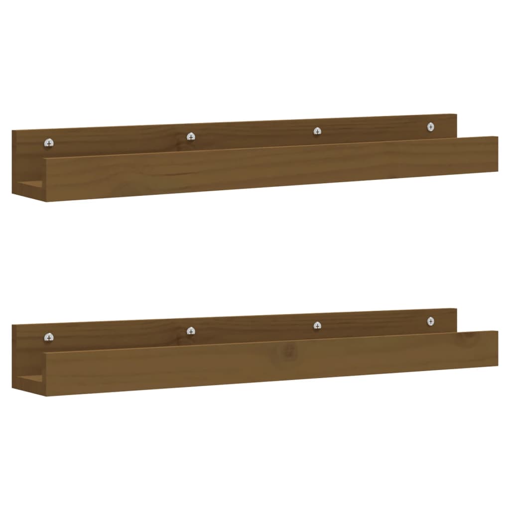 Mensole da Parete 2 pz Ambra 80x12x9cm Legno Massello di Pino | homemem39