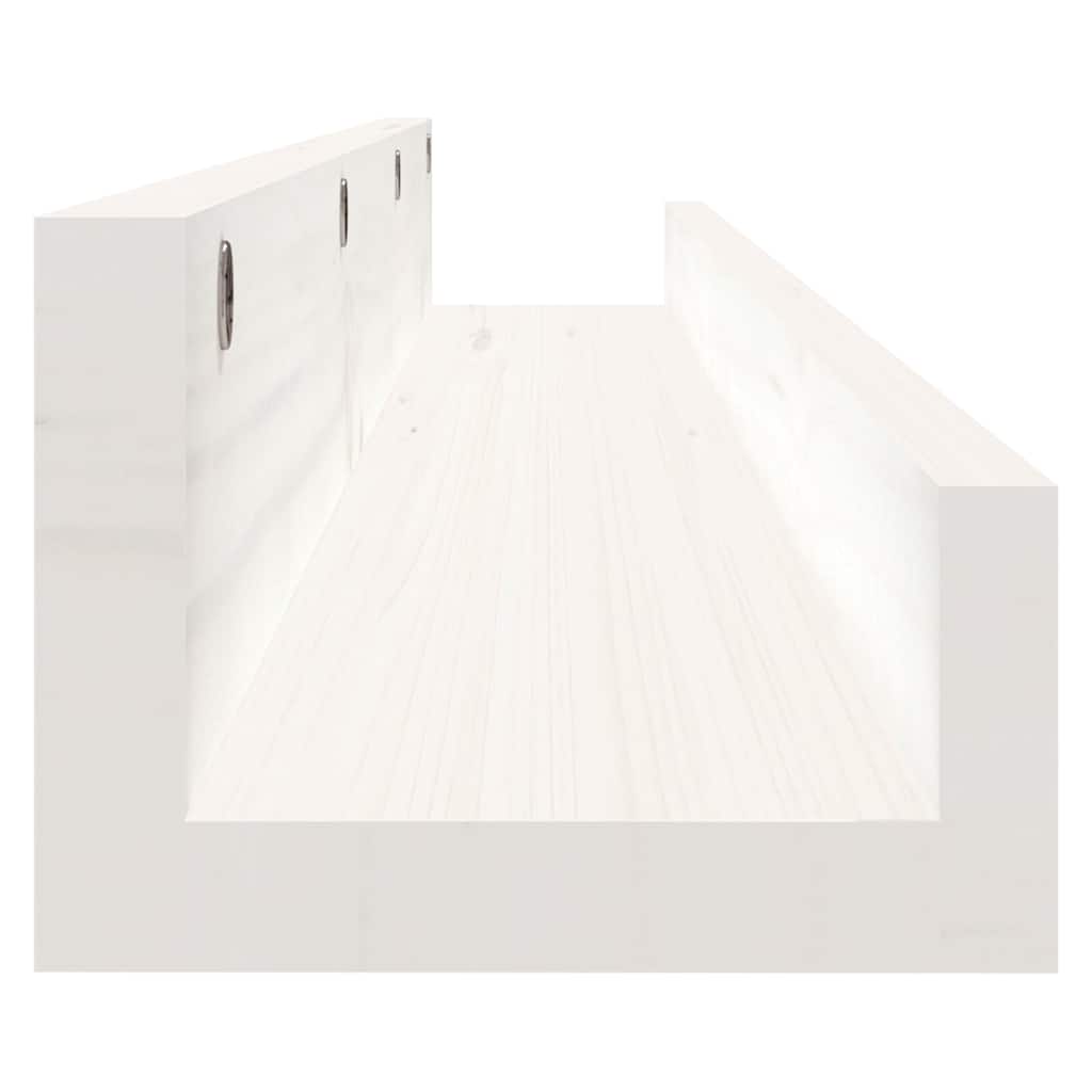 Mensole da Parete 2 pz Bianco 110x12x9cm Legno Massello di Pino
