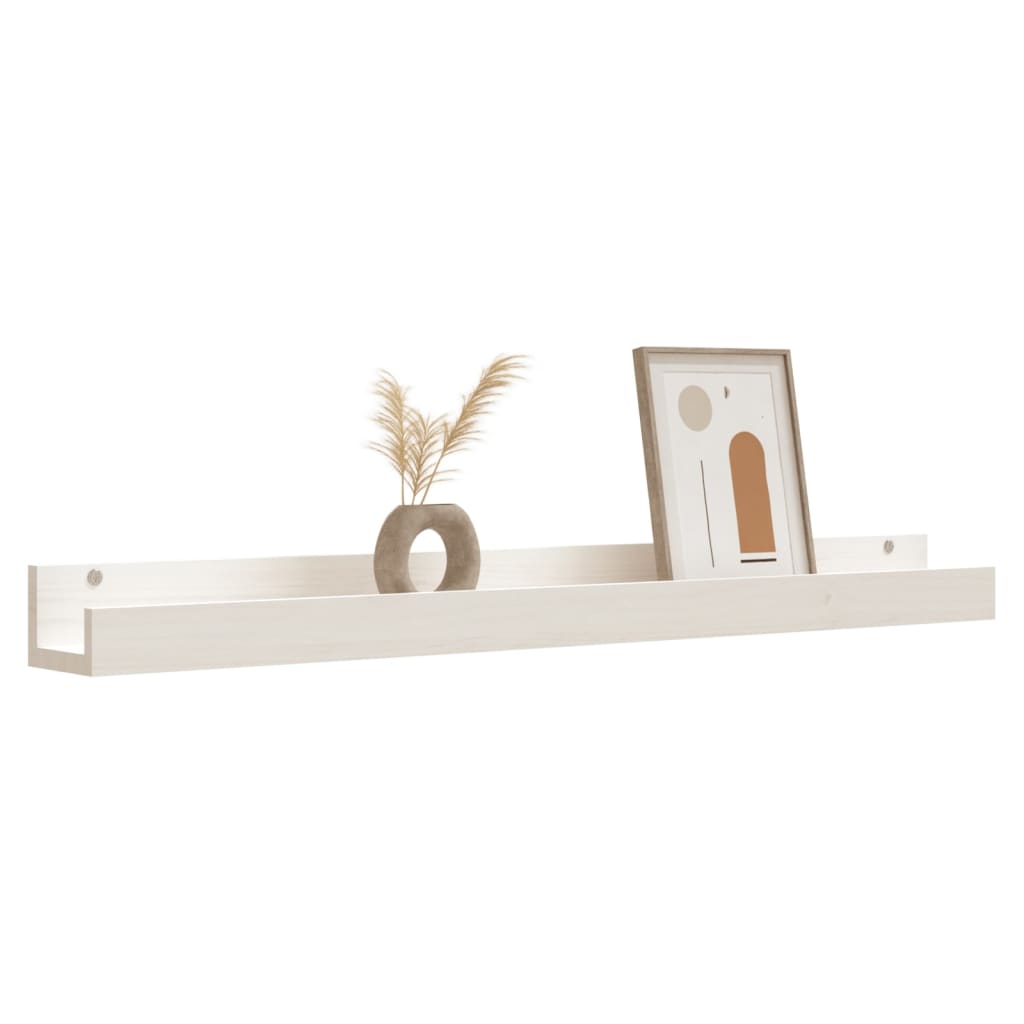 Mensole da Parete 2 pz Bianco 110x12x9cm Legno Massello di Pino | homemem39