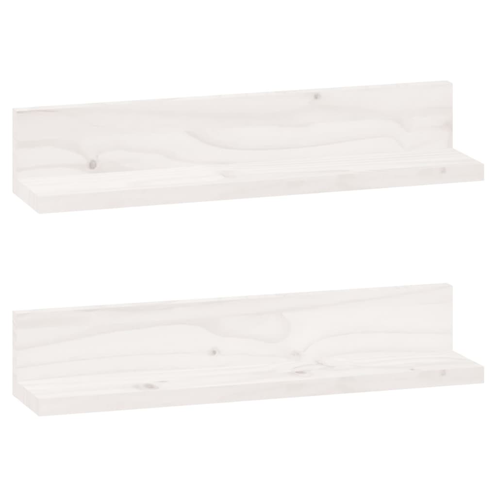Mensole da Parete 2 pz Bianco 50x11x9cm Legno Massello di Pino | homemem39