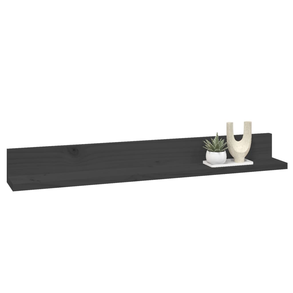 Mensole da Parete 2 pz Grigio 80x11x9cm Legno Massello di Pino | homemem39